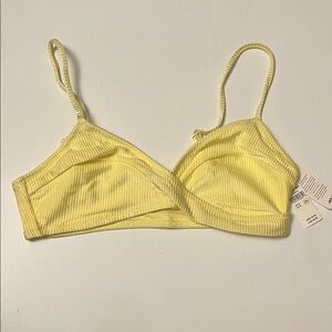 Aerie Sunny Yellow Ribbed Bikini Top
